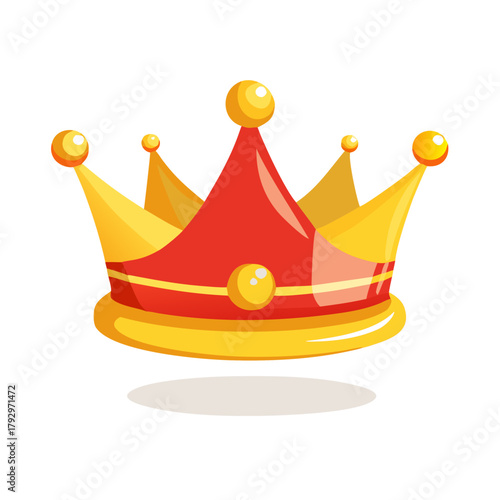 Elegant, luxurious gold and red crown isolated on a white or transparent PNG background.
