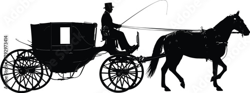 Silhouette of a horse-drawn carriage
