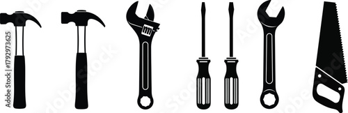 Silhouettes of construction tools