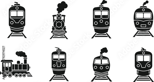 Silhouettes of train icons