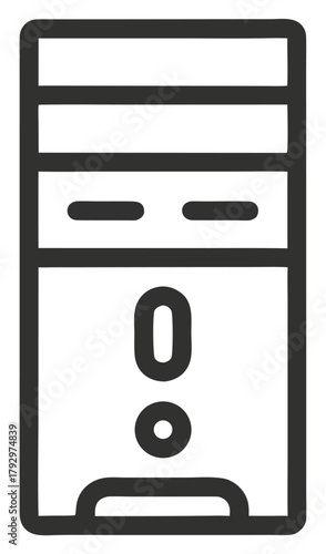 desktop pc tower outline vector illustration on white background