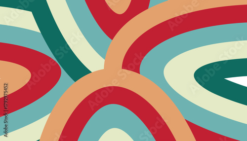 Abstract retro pattern with curved lines and warm colors