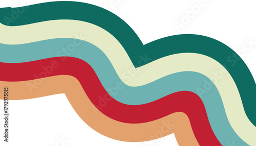 Retro wavy stripes in muted earth tones on white background