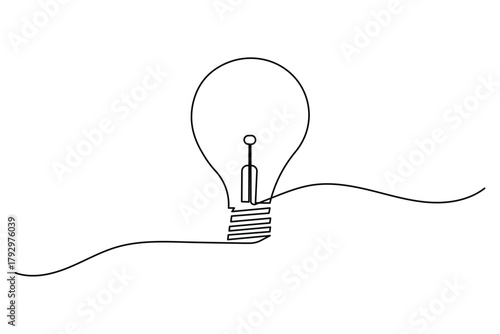 Creative light bulb one line art concept for innovation and ideas