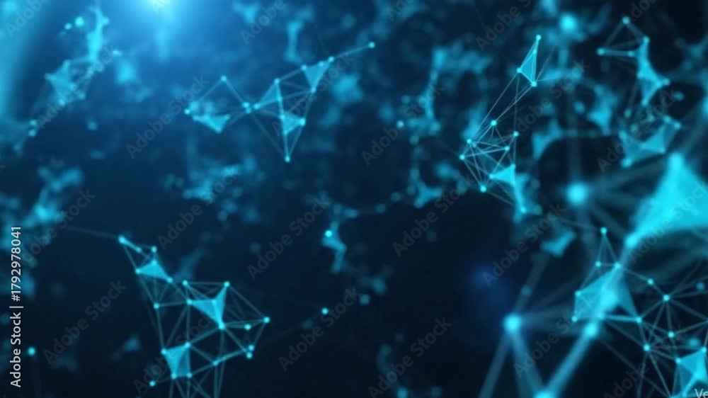 Futuristic Data Network Grid. Abstract Digital Connections. 3D Big Data Visualization