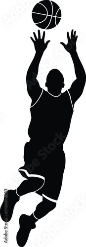 Basketball player leaping for a shot silhouette