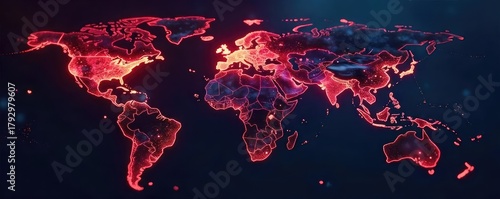 Global communication network visualized as glowing lines connecting continents on a dark background, illustrating seamless international connectivity , fiber optics, internet of things, abstract
