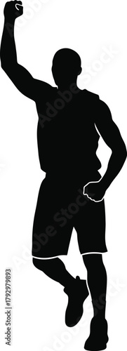 Basketball player silhouette celebrating a victory