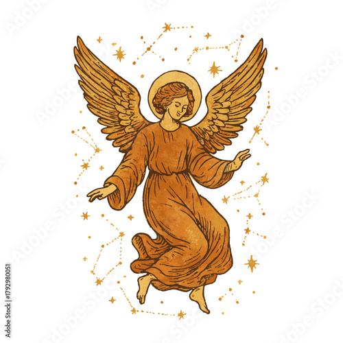 Celestial Angel with Constellations vector