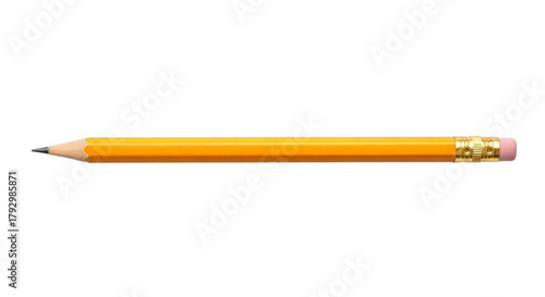 Stock photo of yellow pencil for writing and drawing art on transparent background