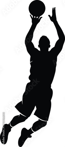 Silhouette of a basketball player jumping to shoot