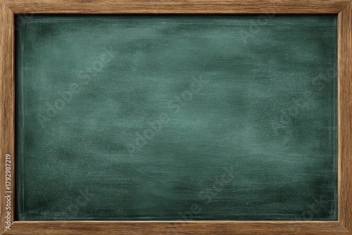 Chalkboard Dusty teal chalkboard surface with a wooden frame, aged texture effect