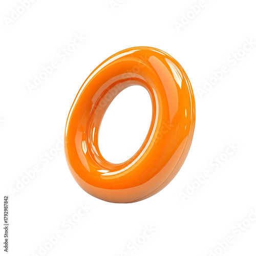 Orange glossy torus shape on Transparent Background