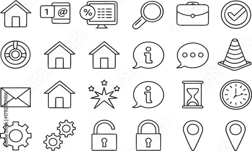 Real estate home house icons vector set for web and business design symbols