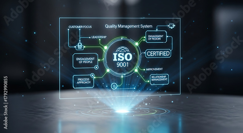 ISO 9001 Certified Quality Management Standard Concept