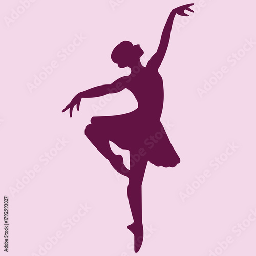 Elegant Ballerina Silhouette in Pointe Pose, Graceful, Dance and Performing Arts Vector Icon