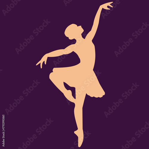 Elegant Ballerina Silhouette in Pointe Pose, Graceful, Dance and Performing Arts Vector Icon