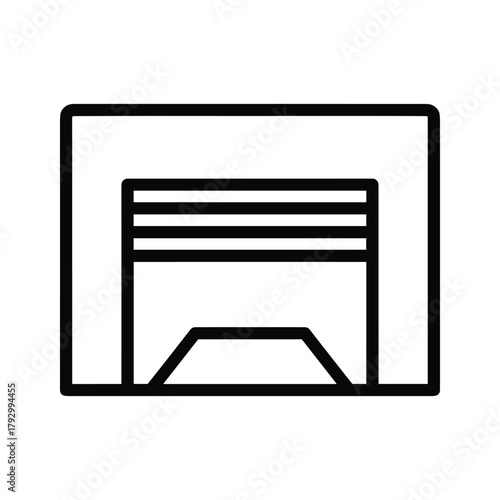 Simple line drawing of a closed garage door, isolated on a