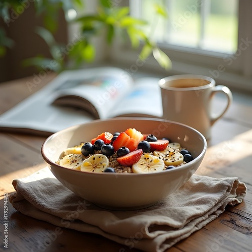 Minimalist Rustic Breakfast with Organic Oats