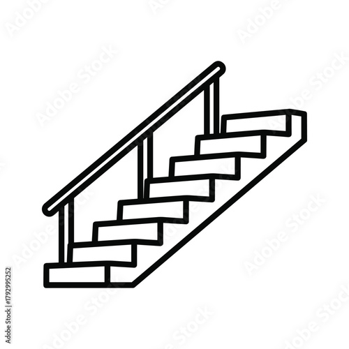 Simple line drawing of a staircase with a handrail