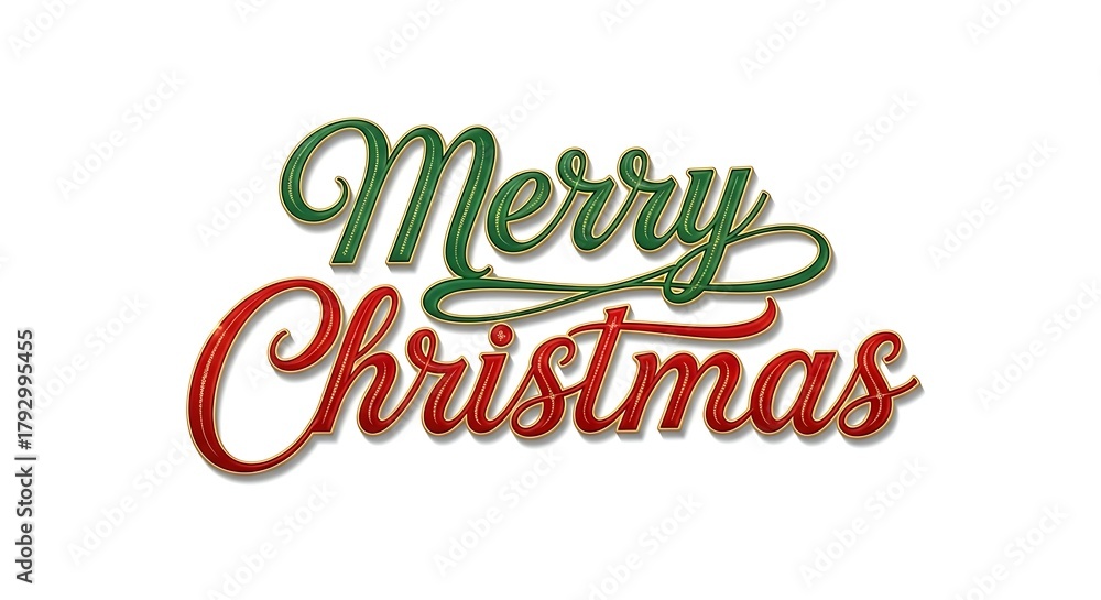 Fototapeta premium Holiday-themed digital illustration of a festive 'Merry Christmas' greeting.