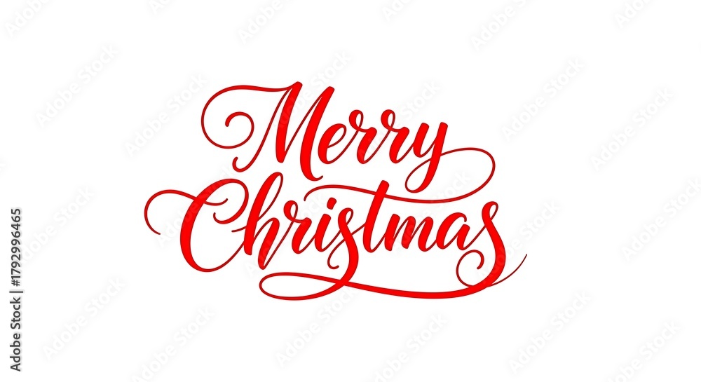 Fototapeta premium Elegant red script text reading Merry Christmas against a clean white backdrop.