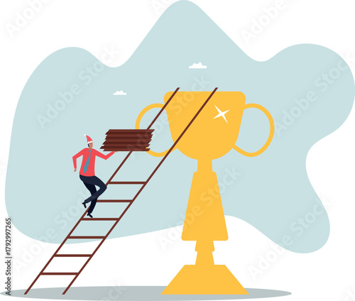 Building ladder to success, strategy and plan to growing and achieve target or goal, ambition and aspiration.about a man and his life.