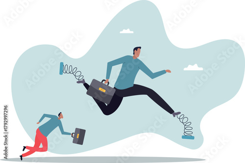 Competitive advantage to win business competition, success strategy, innovation, work efficiency or career promotion,about a man and his life.