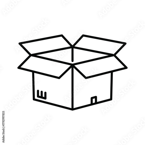 Open cardboard box, symbolizing shipping, delivery, and moving