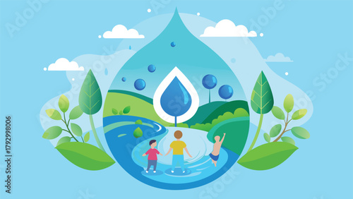 Conceptual vector image for World Water Day, showcasing water-related themes and promoting awareness of water issues.eps