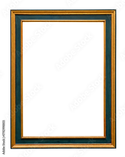 old vertical green and gold painting frame cutout