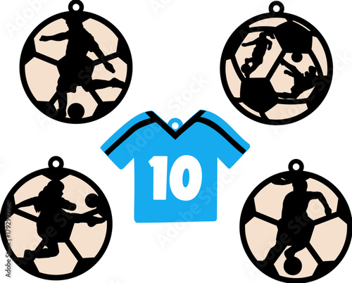 Soccer ornaments SVG, teenagers and youth playing, soccer fan, soccer sports lover, soccer shirt number 10, boys and girls kicking ball silhouette, laser ready cut files, glowforge cricut
