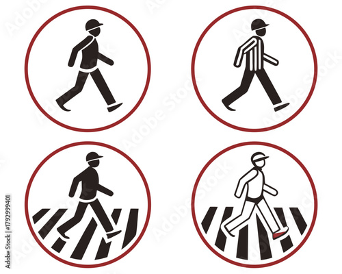 Four different pedestrian crossing signs