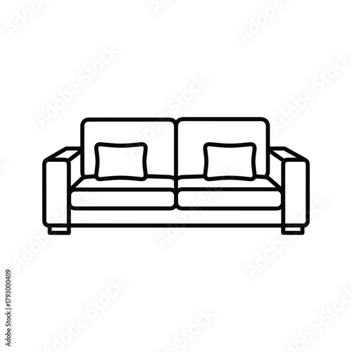 Line art illustration of a sofa with cushions