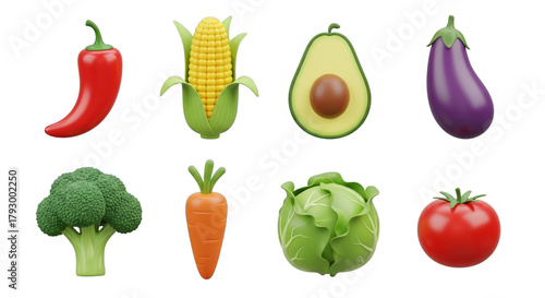 Fresh vegetables healthy food colorful assortment produce on transparent background