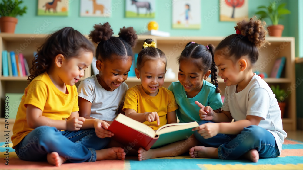 Fototapeta premium Story Time Smiles: Cultivating Young Readers