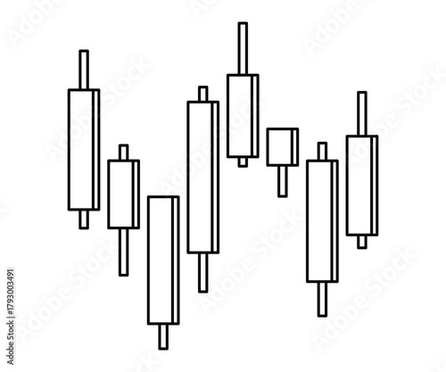Hand drawn cute outline illustration of candlestick chart. Flat vector business broker sticker line art doodle. Forex profit diagram. Trade market icon or print. Crypto stock graph. Isolated.