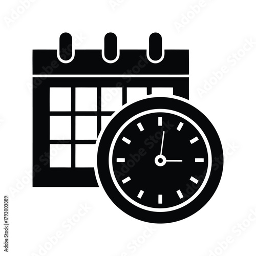 Business vector icon of a calendar page with a clock showing the time to go for a September 19th event reminder