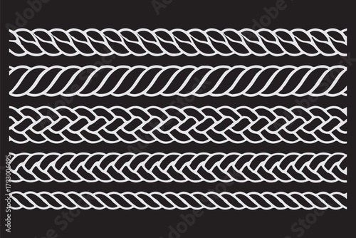 rope brush pattern. Thread pattern seamless . rope vector illustration on white background