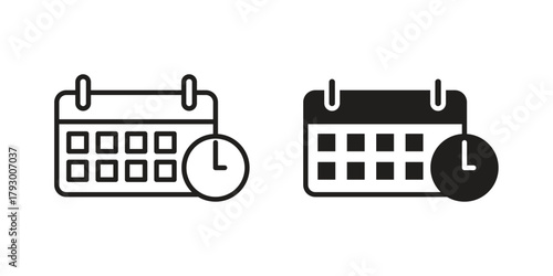 Calendar clock icon in simple modern vector format. EPS icon pack