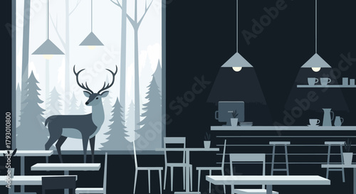 Deer in Cafe A Surreal Encounter of Nature and Urban Life