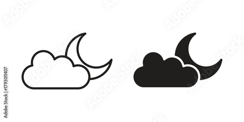 Cloud moon icon in simple modern vector format. EPS icon pack