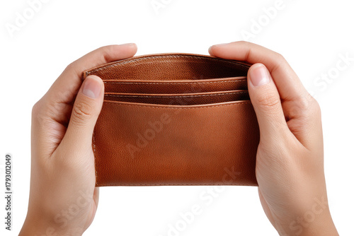 Empty brown leather wallet held in hands (3)
