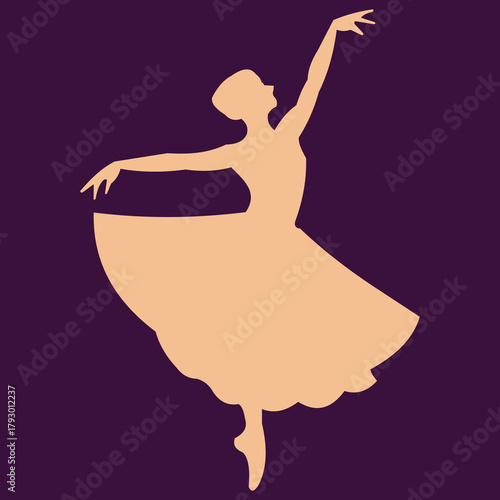 Elegant Ballerina Silhouette in Pointe Pose, Graceful, Dance and Performing Arts Vector Icon