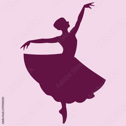 Elegant Ballerina Silhouette in Pointe Pose, Graceful, Dance and Performing Arts Vector Icon