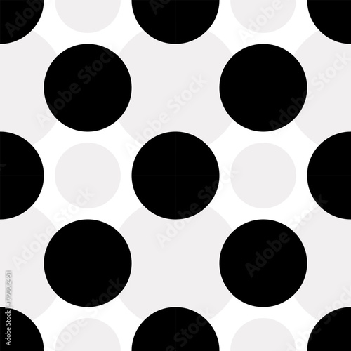 Minimalist seamless black and white polka dot pattern, perfect for modern design, textiles, wallpapers, packaging, and digital backgrounds.