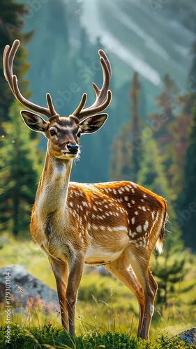 Beautiful deer in nature. Selective focus. Nature.