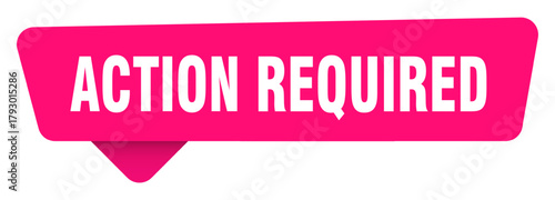 action required magenta sticker isolated on transpatent background. action required sign