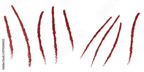 Bloody red jagged scratch marks abstract graphic element design