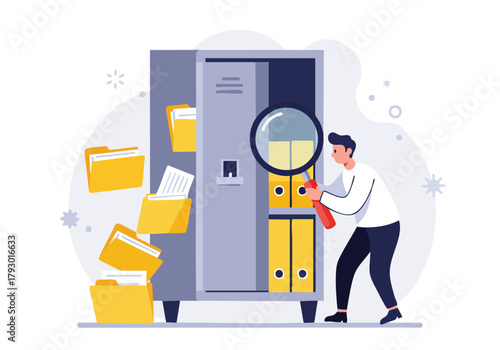 Efficient document management system search and data archiving process with a person reviewing files for information retrieval